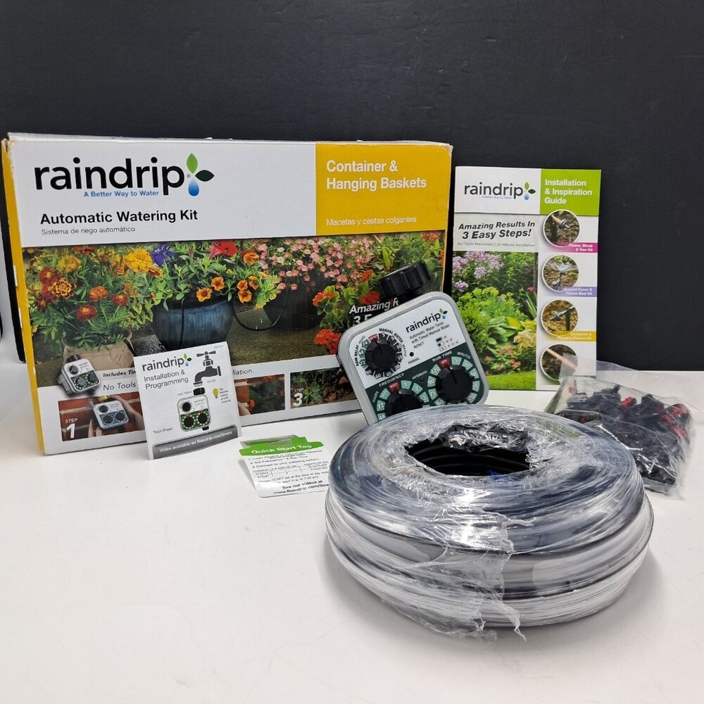 Raindrip Digital Hose-End Water Timer With Hose and Drippers-See Details Below